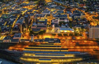 Aerial view, Dortmund main station and city centre, Harenberg City-Center, RWE Tower, German