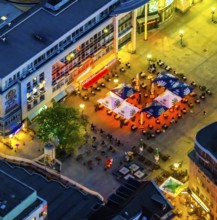 Aerial view, outdoor catering Alter Markt and Bläserbrunnen, City, Dortmund, Ruhr area, North