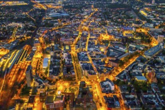 Aerial view, Dortmund main station and city centre, Harenberg City-Center, RWE Tower, German