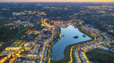 Aerial view, Phoenix Lake and Florian Tower, Hörde, Dortmund, Ruhr area, North Rhine-Westphalia,