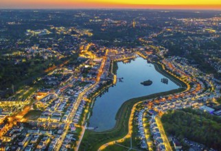 Aerial view, Phoenix Lake and Florian Tower, Hörde, Dortmund, Ruhr area, North Rhine-Westphalia,