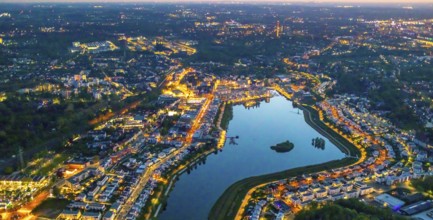Aerial view, Phoenix Lake and Florian Tower, Hörde, Dortmund, Ruhr area, North Rhine-Westphalia,