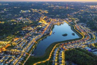 Aerial view, Phoenix Lake and Florian Tower, Hörde, Dortmund, Ruhr area, North Rhine-Westphalia,