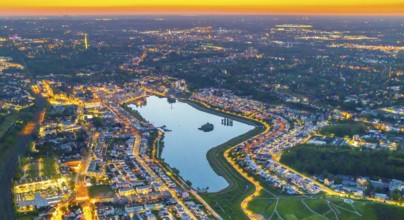 Aerial view, Phoenix Lake and Florian Tower, Hörde, Dortmund, Ruhr area, North Rhine-Westphalia,