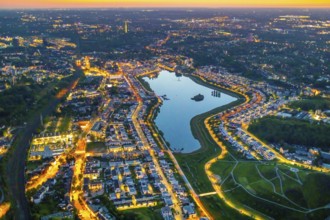 Aerial view, Phoenix Lake and Florian Tower, Hörde, Dortmund, Ruhr area, North Rhine-Westphalia,
