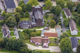 Aerial view, St. Charles Borromeo Catholic Church in the Dorstfeld district of Dortmund, Ruhr area,