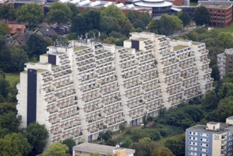 Aerial view, Dorstfelder Hannibal II building in the district Dorstfeld in Dortmund, Ruhr area,