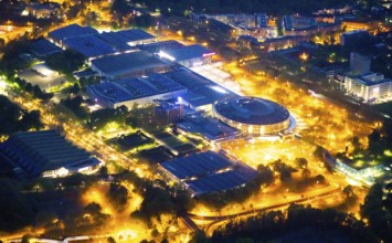 Aerial photography, Westfalenhallen, Westfalenhalle, Dortmund, Ruhr area, North Rhine-Westphalia,