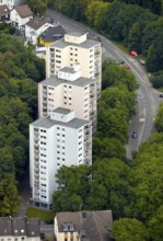 Aerial view, high-rise housing estate at Adalbertstraße and Wittener Straße in the district