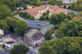 Aerial view, former coal mine Dorstfeld and branch of the Fachhochschule für FotoDesign as well as