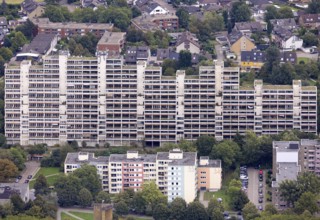 Aerial view, Dorstfelder Hannibal II building in the district Dorstfeld in Dortmund, Ruhr area,