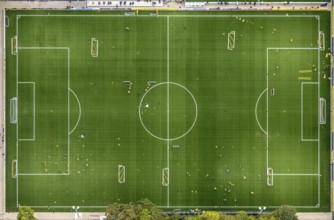 Aerial view, sports field and training facility BVB 09 Dortmund with the BVB Evonik football