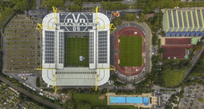 Aerial view, Signal Iduna Park Bundesliga stadium of BVB 09 and stadium Rote Erde in the district