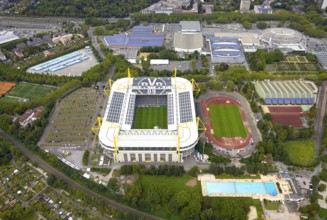 Aerial view, Signal Iduna Park Bundesliga stadium of BVB 09 and stadium Rote Erde in the district