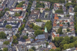 Aerial view, Catholic Church of the Holy Cross Liebigstraße in the district Westfalenhalle in