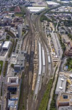 Aerial view, construction site at Dortmund Central Station in the City district of Dortmund, Ruhr