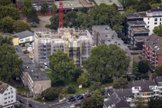 Aerial view, construction site with new building on Heiligegartenstraße in the Nordstadt district