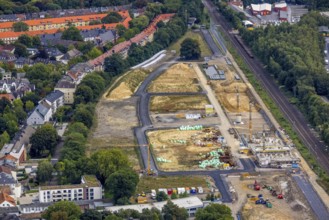 Aerial view, construction site Kronprinzenviertel for new construction of residential units Am