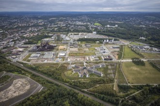 Aerial view, Phönix-West area with Hoesch Gasometer and Wilo Park in the district Hörde in