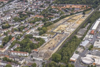Aerial view, construction site Kronprinzenviertel for new construction of residential units Am