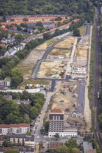 Aerial view, construction site Kronprinzenviertel for new construction of residential units Am