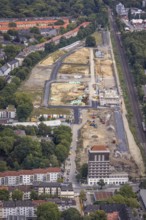Aerial view, construction site Kronprinzenviertel for new construction of residential units Am