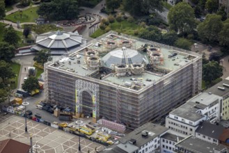 Aerial view, renovation works at the city hall of Dortmund in the district City in Dortmund, Ruhr