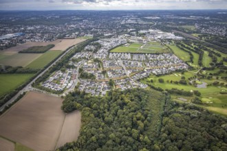 Aerial view, single-family house, housing estate Brackeler Feld and BVB Borussia Dortmund training