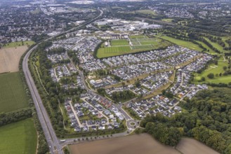 Aerial view, single-family house, housing estate Brackeler Feld and BVB Borussia Dortmund training