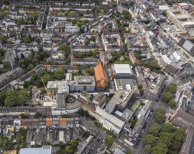 Aerial view, Church of Our Lady of the Holy Sepulchre on Amalienstrasse and building site at St.