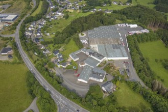 Aerial view, Heuel Logistik warehouse, Alte Dorfstraße, Germinghausen, Drolshagen, Sauerland, North