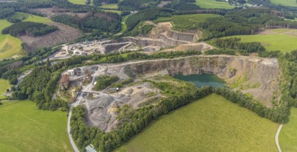 Aerial view, Basalt AG quarry and Robert Schulte quarry in Scheda, Drolshagen, Sauerland, North
