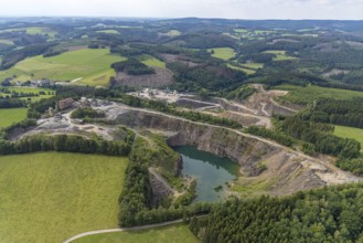Aerial view, Robert Schulte Steinbruch und Basalt AG quarry in Scheda, Drolshagen, Sauerland, North