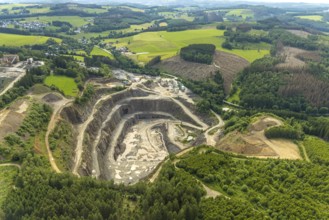 Aerial photo, Robert Schulte quarry in Scheda, Drolshagen, Sauerland, North Rhine-Westphalia,