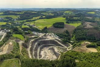 Aerial photo, Robert Schulte quarry in Scheda, Drolshagen, Sauerland, North Rhine-Westphalia,