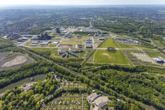 Aerial view, Phönix-West industrial estate and recreation area, Hörde, Dortmund, Ruhr area, North