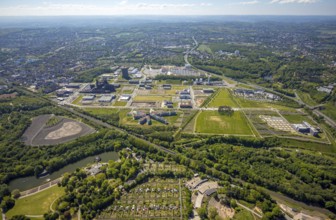 Aerial view, Phönix-West industrial estate and recreation area, Hörde, Dortmund, Ruhr area, North