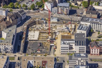 Aerial view, construction site and new building at Phoenix Lake, Hörde, Dortmund, Ruhr area, North