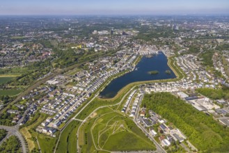 Aerial view, Phoenix Lake, Schüren, Dortmund, Ruhr area, North Rhine-Westphalia, Germany, DE,