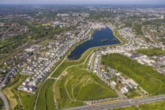 Aerial view, Phoenix Lake, Schüren, Dortmund, Ruhr area, North Rhine-Westphalia, Germany, DE,