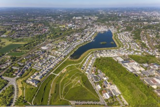 Aerial view, Phoenix Lake, Schüren, Dortmund, Ruhr area, North Rhine-Westphalia, Germany, DE,