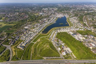 Aerial view, Phoenix Lake, Schüren, Dortmund, Ruhr area, North Rhine-Westphalia, Germany, DE,