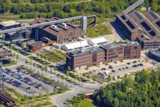 Aerial view, Phoenix-West industrial estate and local recreation area, Corona rapid test centre in