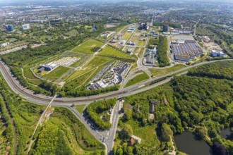 Aerial view, Phönix-West industrial estate and recreation area, Hörde, Dortmund, Ruhr area, North