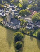 Aerial view, renovation work on the steeple of St. Josef's Catholic Church in the Kirchlinde
