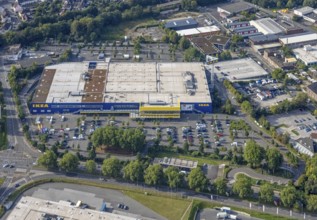 Aerial view, Indupark commercial area with the IKEA store in the district Oespel in Dortmund, Ruhr