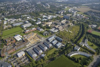 Aerial view, construction site for new refrigeration plant in Dortmund Technology Park on