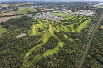 Aerial view, Royal Saint Barbara's Dortmund Golf Club and single-family house housing estate
