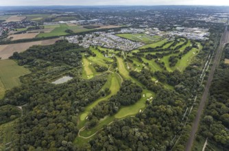 Aerial view, Royal Saint Barbara's Dortmund Golf Club and single-family house housing estate