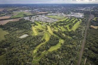 Aerial view, Royal Saint Barbara's Dortmund Golf Club and single-family house housing estate